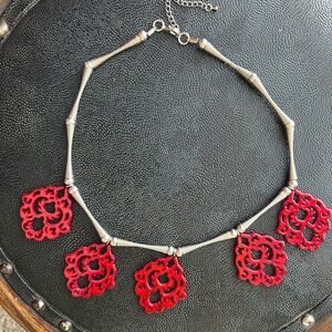 Acrylic Red & Silver necklace